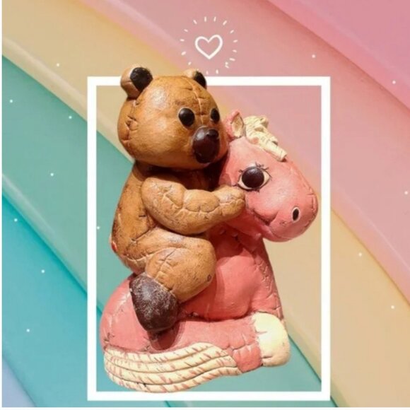 Teddy Bear on Pony Figurine Coin Saver - Picture 4 of 5